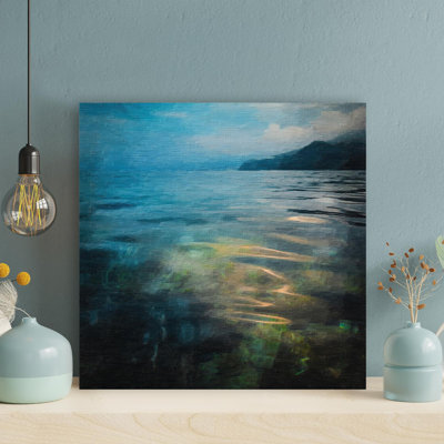 Eau de mer verte et ciel bleu foncé - 1 pièce, impression carrée sur toile tendue