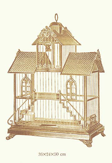 Cage à oiseau ornée k, impression, H 66 po x l 44 po x P 1,5 po