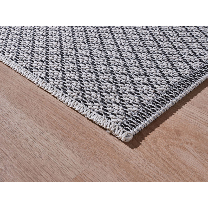 Embyr Flatweave Grey Indoor/Outdoor Rug, Rectangle 80 x 150cm