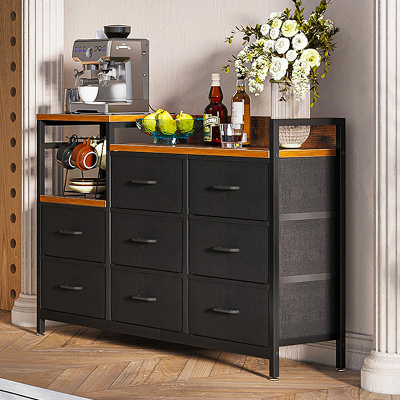 Commode double 8 tiroirs l 52 po avec prise de courant