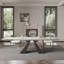 Ensemble de salle à manger moderne avec table de salle à manger extensible en pierre frittée de 110,2 po et 8 fauteuils en tissu-663404023