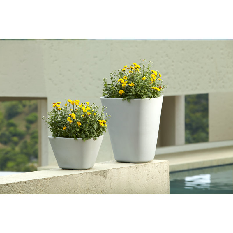 Pot à fleurs en plastique Calliope, H 9,8 po x l 16,6 po x P 15,75 po, Blanc