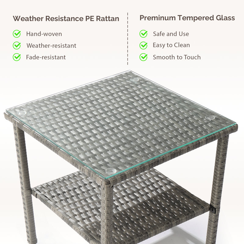 Patio Rectangular Side Table, Gray