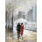 Walking Under the Rain - Framed Canvas Wall Art