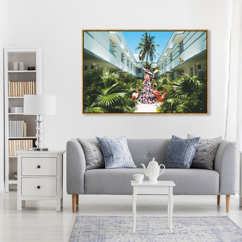 Miami déco - Photographie sur toile, H 36 po x l 54 po, Toile avec cadre doré
