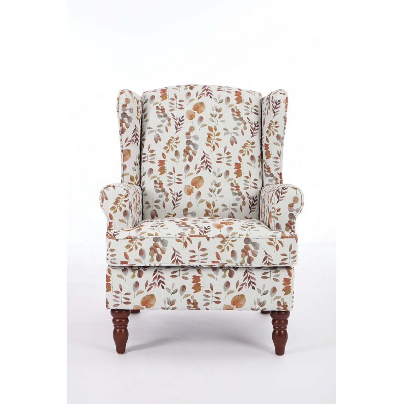Chaise d'appoint moderne avec pieds en bois rétro, fauteuil rembourré confortable, canapé simple à motif floral pour le bureau de la chambre à coucher du salon