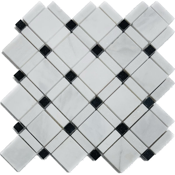 Carrara Thassos Marble Diamond Mosaic Wall & Floor Tile