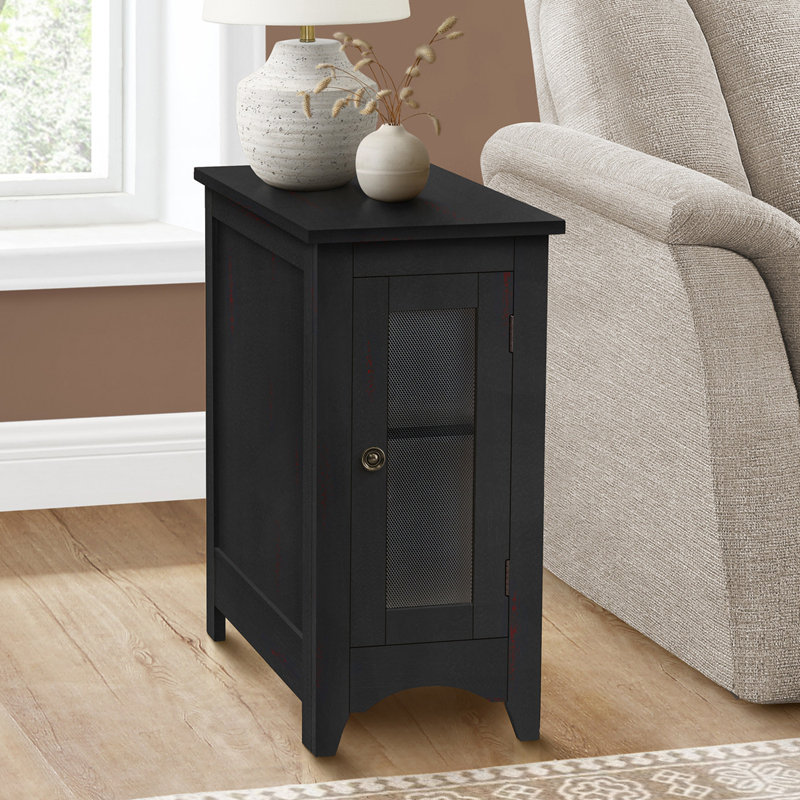 Table d'appoint, table de bout, table d'appoint, étroite, table de chevet, chambre à coucher, rangement, placage noir