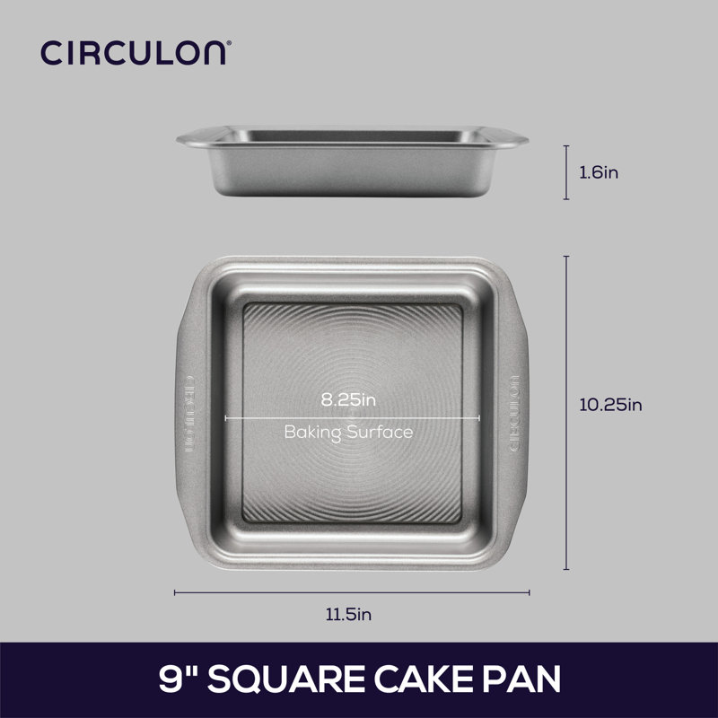 Circulon Bakeware Square Nonstick Cake Pan / Baking Pan, Gray