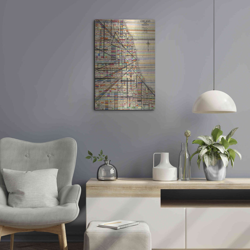 "Carte moderne de Chicago" par Nikki Galapon, H 24 po x l 16 po