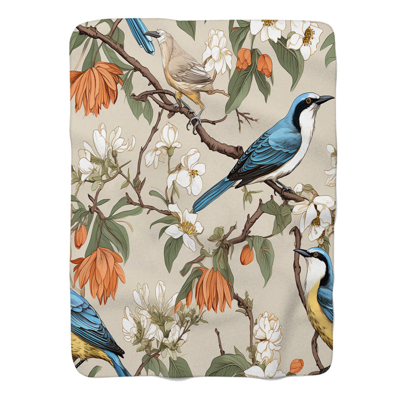 Couverture en sherpa de qualité supérieure 1 pièce Feathered Garden, Grand lit