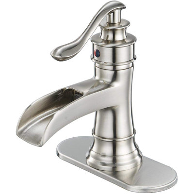 SoftStream Waterfall Brushed Nickel Single Hole, Single Handle With Deck Plate