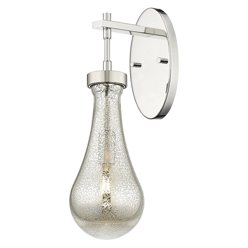Downtown Urban - Edwa - Applique murale 1 lumière - Abat-jour en verre, Nickel poli, H 16,5 po x l 5 po x P 7,38 po, Mercure