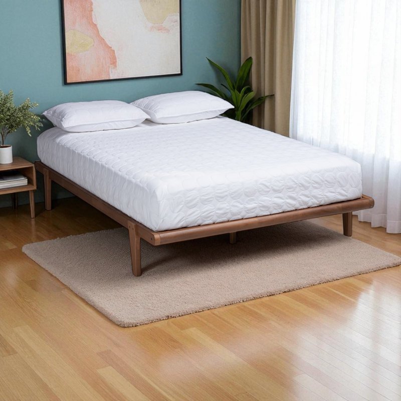 Live Edge King Size Platform Bed Frame in Brown Finish, 12.6'' H X 76.55'' W X 81.14'' L, King