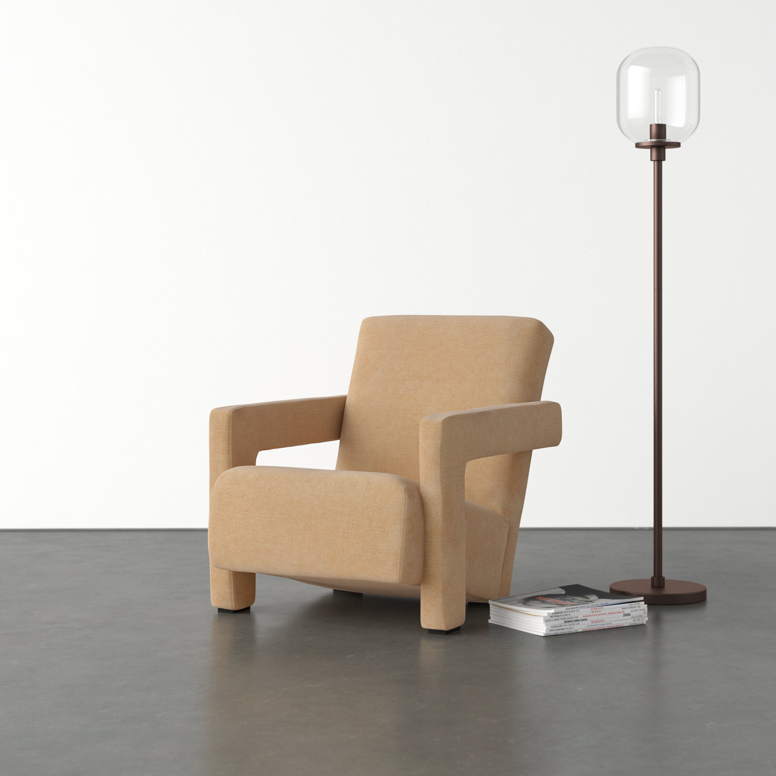 Olsen 27.3" W Velvet Armchair, Light Brown Velvet