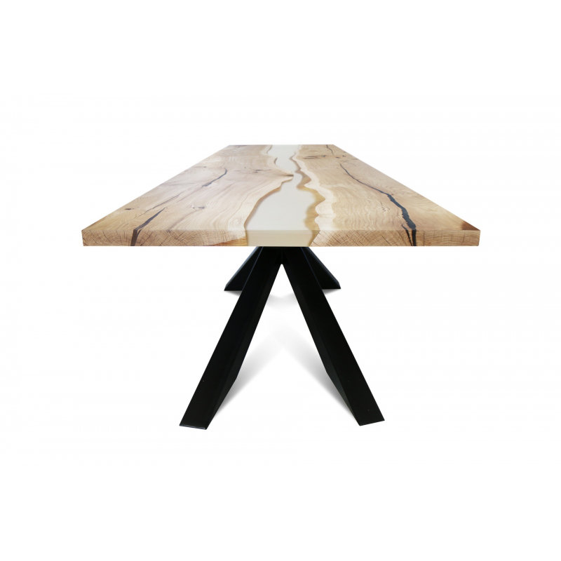 Adler Industrial Solid Wood Natural Oak-Black Dining Table