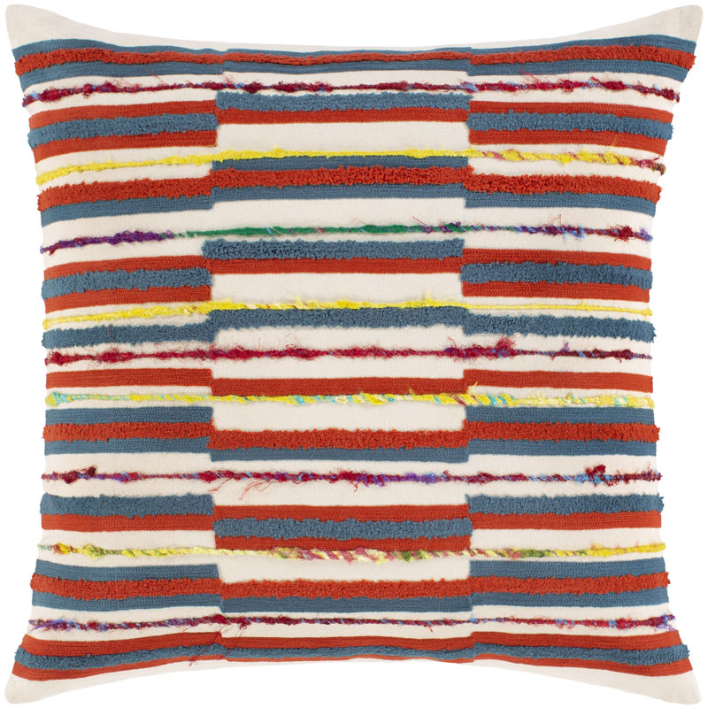  Cotton Striped 18'' Throw Pillow Cover
