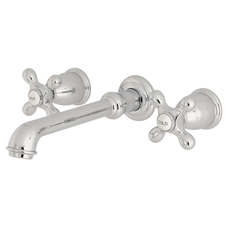 Kingston Brass English Country Two-Handle 3-Hole Wall Mount Bathroom Faucet, Polished Chrome