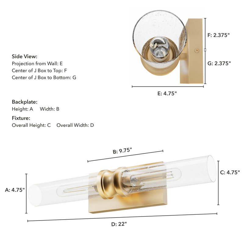 Lenlock 2 - Light Dimmable Vanity Light, Gold, Clear