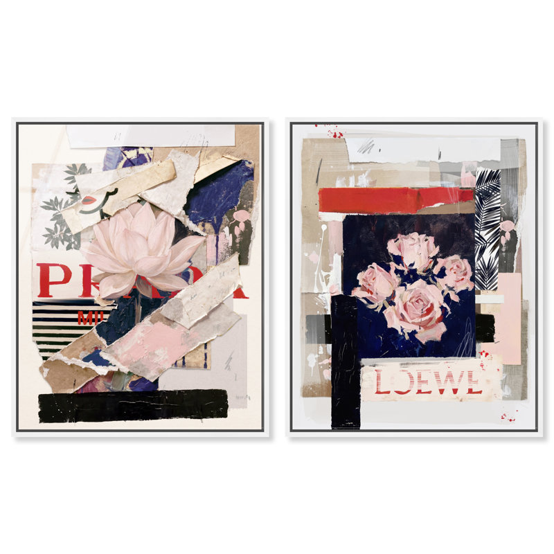 Milano Collage Set Set by Oliver Gal, 31"H x 37"W, White Floater Frame