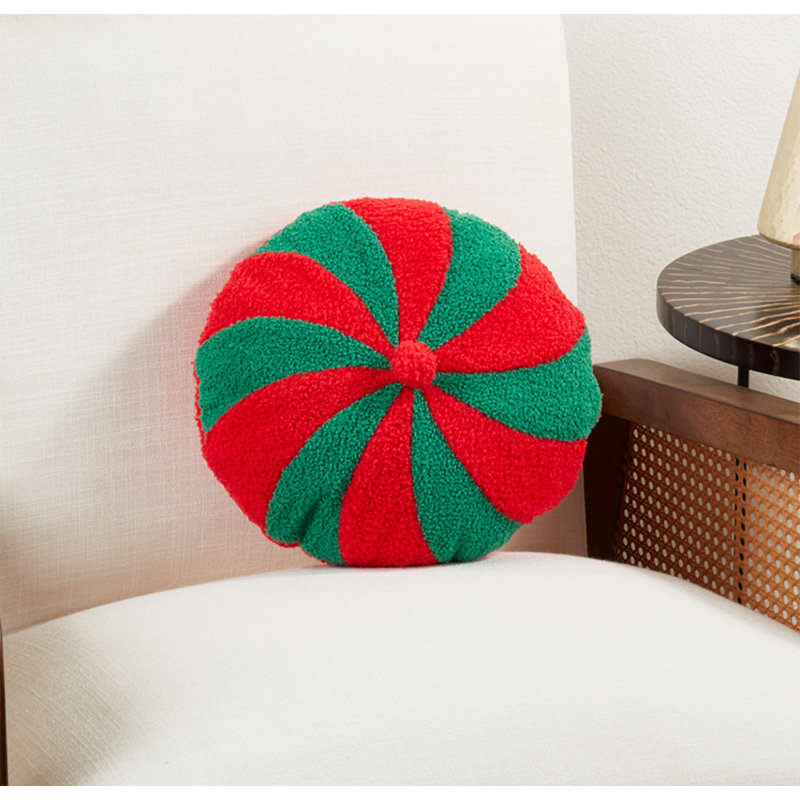 Coussin Candy, H 13 po x l 13 po, Rouge / vert