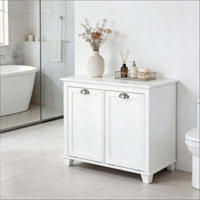 Home Floor Cabinet,Tilt Out Laundry Hamper Cabinet,Sleek Storage Cabinet