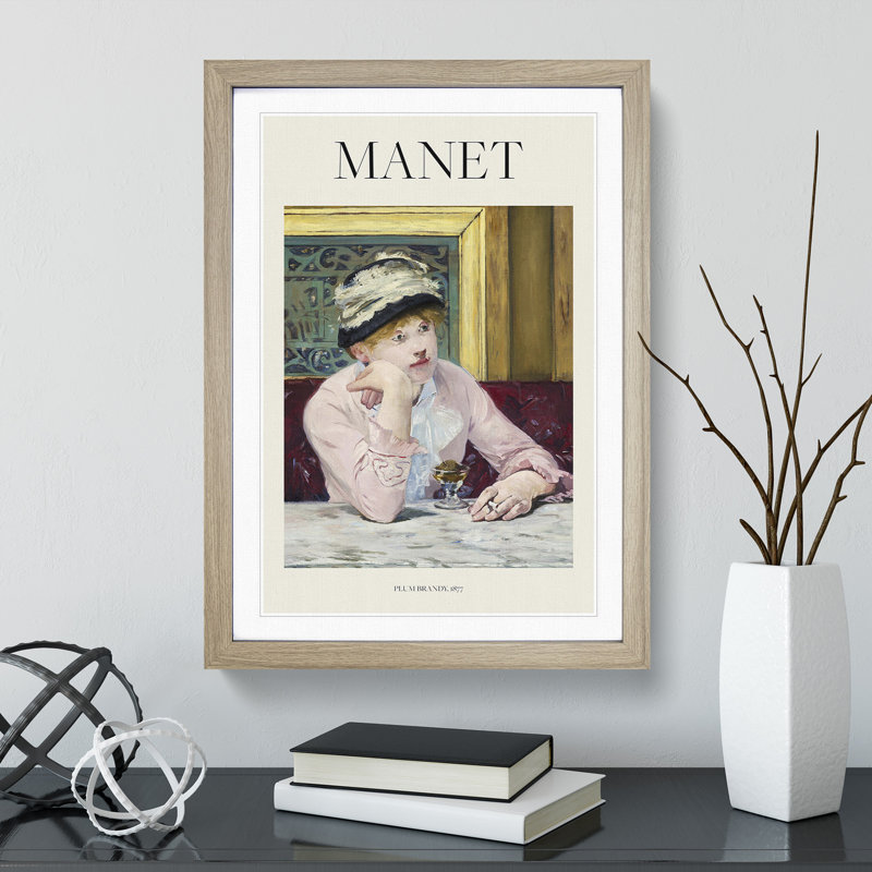 Plum Brandy Print by Edouard Manet - Picture Frame Painting, 48cm H x 36cm W x 2cm D, Oak Framed