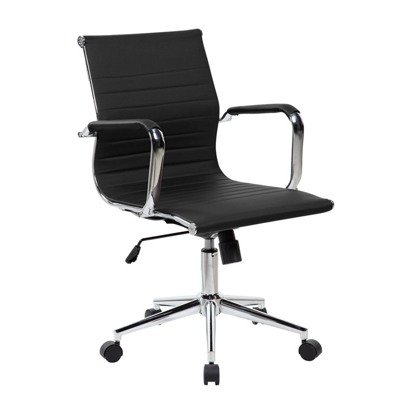 Fauteuil de direction à dossier moyen avec support lombaire et base chromée Techni Mobile