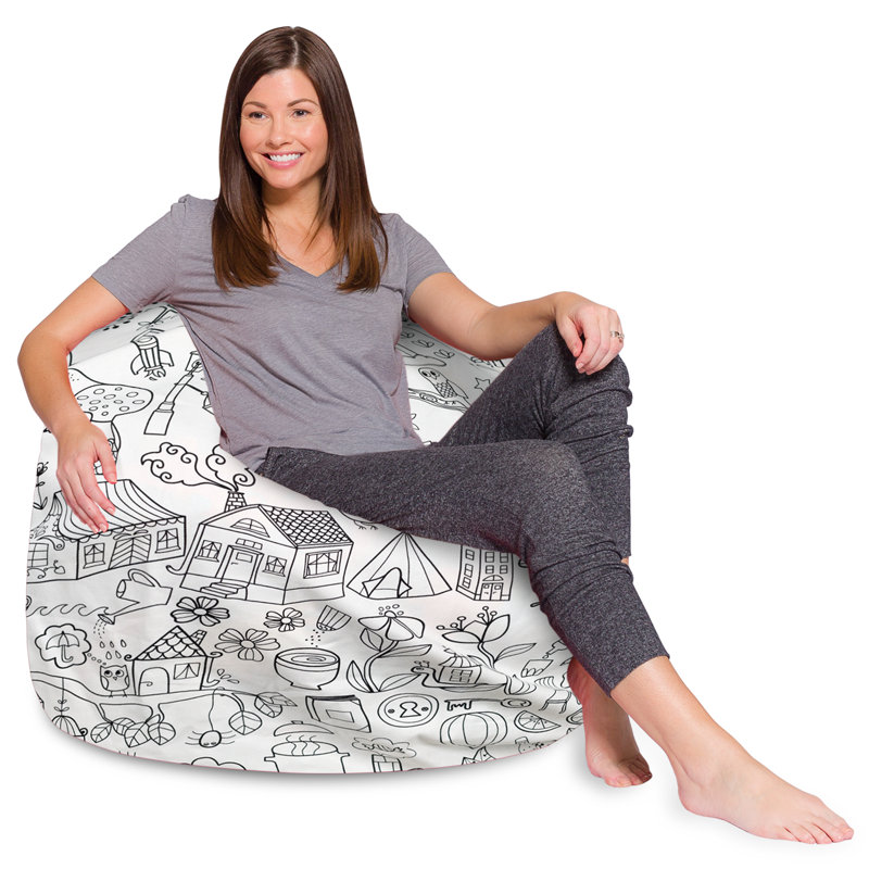 Bean Bag Chair for Kids, Teens, and Adults - Filled with Soft Beads, Includes Removable and Machine Washable Cover - Multiple Colors, Sizes and Fabrics including Soft Nylon & Canvas with Patterns