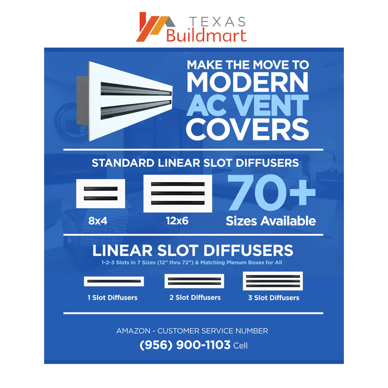 BUILDMART - 36x14 Modern AC Vent Cover - Standard Linear Slot Diffuser - Register Grille / Size: 2" H x 14" W x 36" L