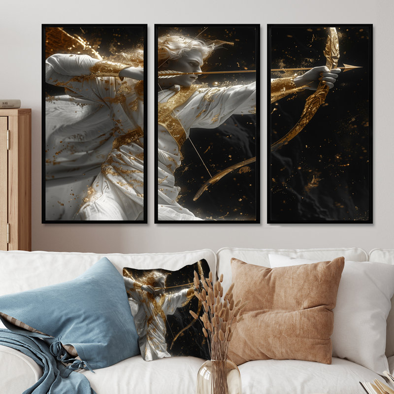 Ensemble de décorations murales Sagittaire doré, H 28 po x l 36 po, Black Floater Framed
