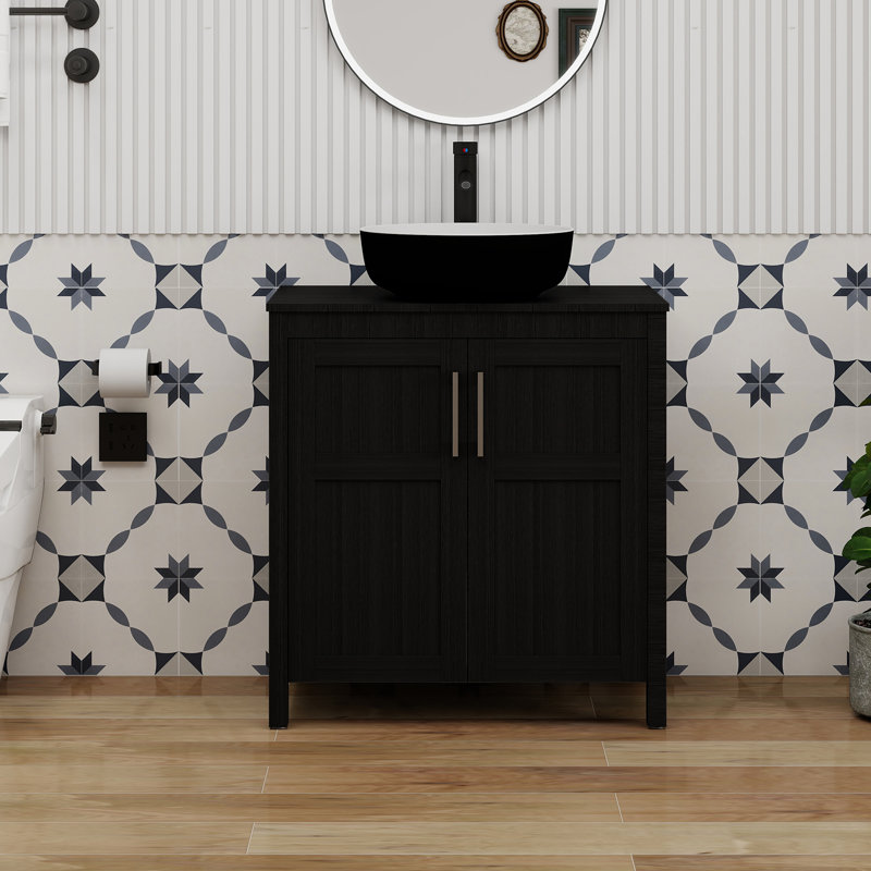 30" Free-Standing Modern Single Bathroom Vanity With Sink, Black