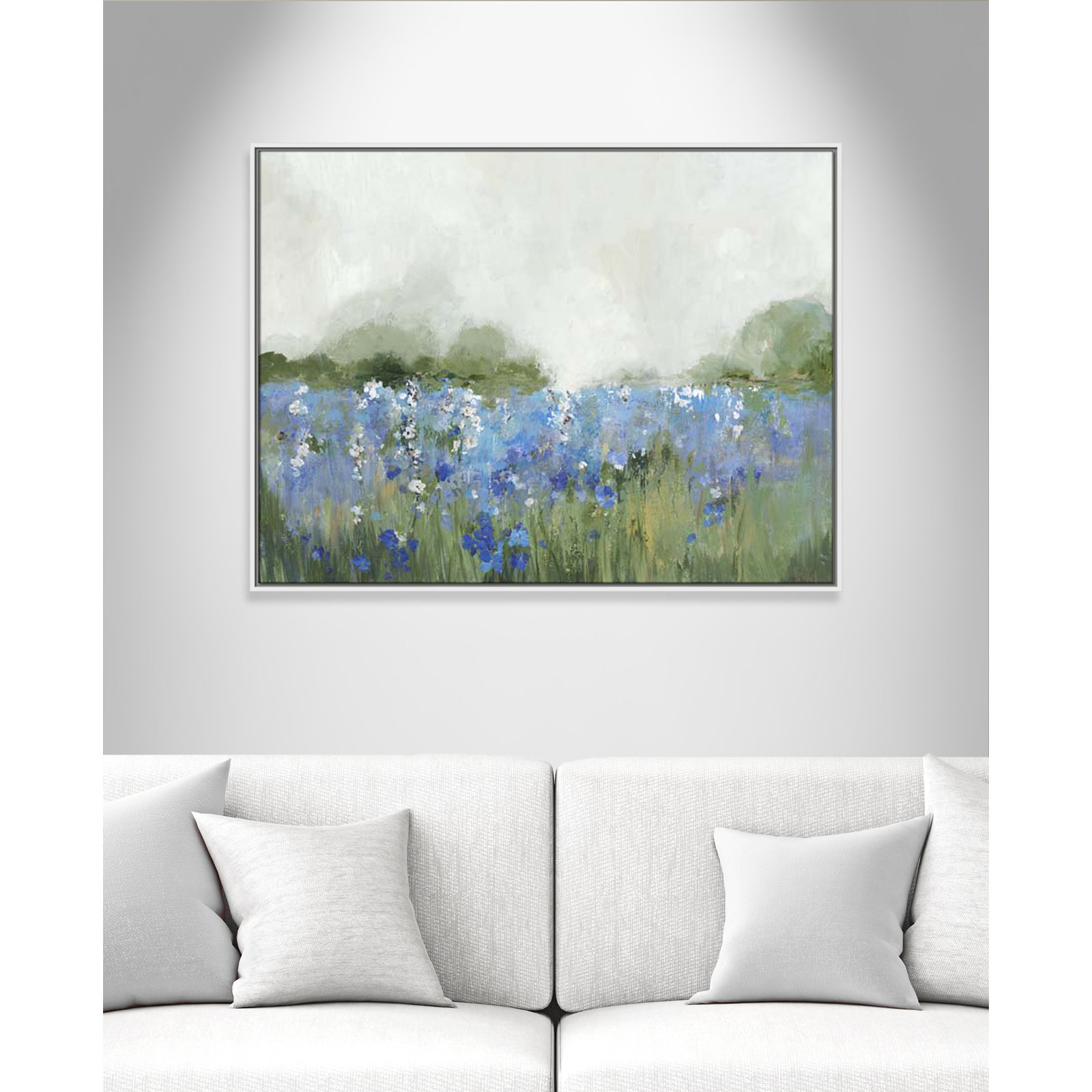 Meadows Bluebels Field "Meadows Bluebells Field" Print, 31.5" H x 41.5" W x 2" D, White Framed