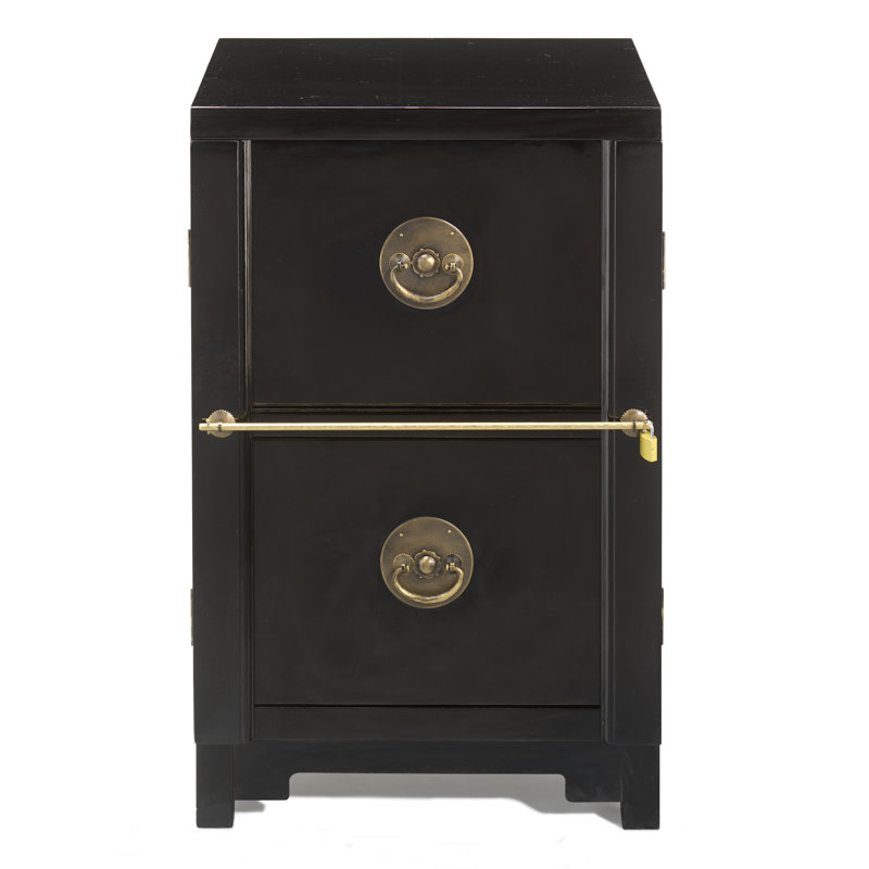 Hangzhou 50cm Wide 2 -Drawer Solid Wood File Cabinet, Black Lacquer