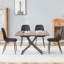 Ensemble de table et de chaises. Plateforme de levage multifonctionnelle minimaliste moderne, bureau en panneau de fibres à densité moyenne, pieds en métal. Jumelé à 4 chaises.-846723310-846723307