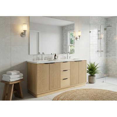Meuble-lavabo à double cuve 72 "avec comptoir en quartz et lavabos en porcelaine