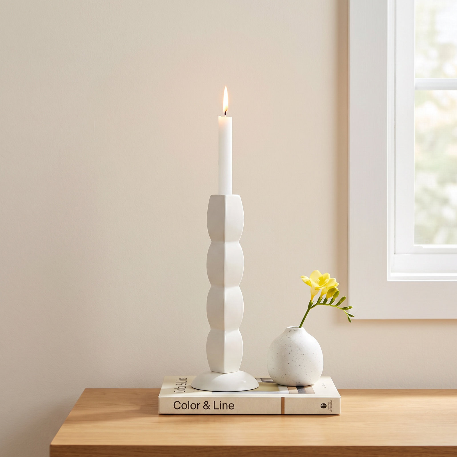 Paulding Aluminum Pillar Candle Holder, 11" H x 4" W x 4" D