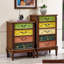 Meuble de rangement d'appoint à quatre tiroirs en bois massif peint, fini noyer foncé vintage-739164406