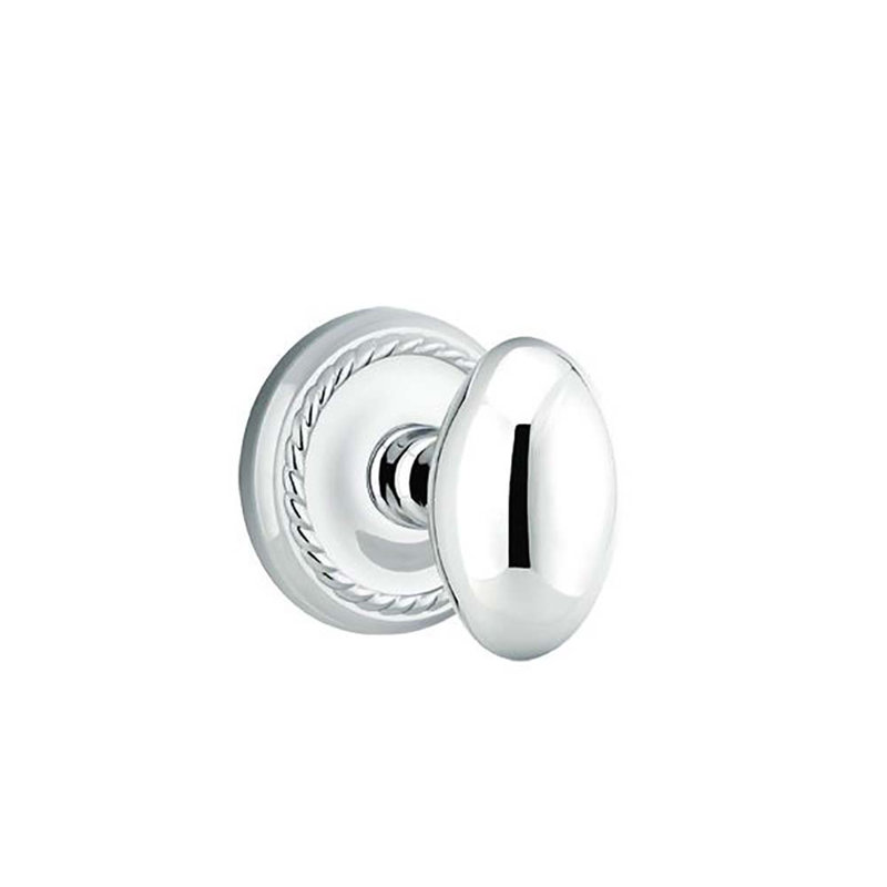 Ensemble de boutons-poussoirs à cylindre simple avec rosette et œuf Emtek, Chrome brillant