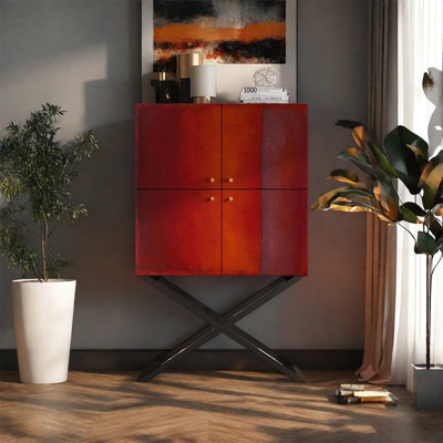 Armoire de rangement avec poignées en métal rétro