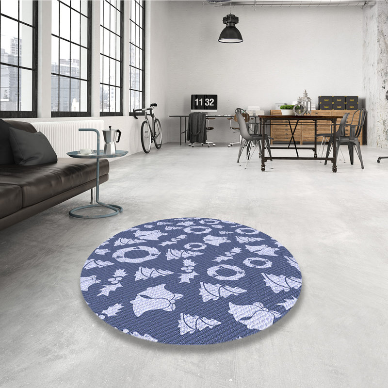 Tapis de la zone bleue en laine, Rond 3 pi