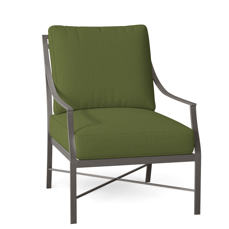 Monaco Wrought Aluminum Outdoor Lounge Chair, Slate Gray, Welt, Linen Forest