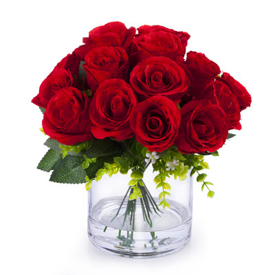 Silk Rose Arrangement in Vase