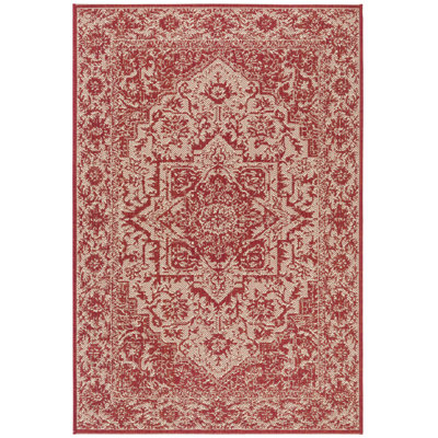 Kirkendall Geometric Hand Woven Indoor / Outdoor Area Rug
