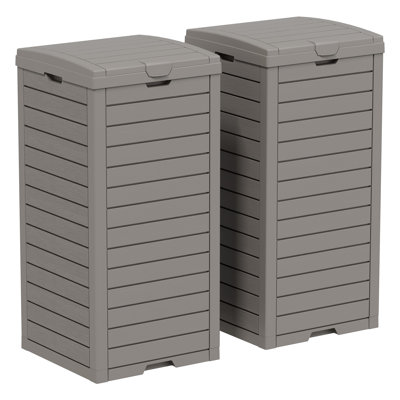 2-Pack 31 Gallon Outdoor Trash Can Storage Container – Double-Lid Design with Detachable Tray