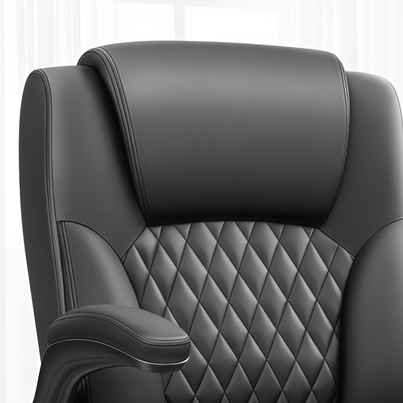 Chaise de bureau portative en cuir véritable de 400 livres, grande taille avec réglage de la hauteur et de la largeur, fauteuil de direction à haut dossier, soutien lombaire ergonomique.
