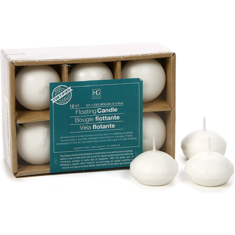 Ensemble de 12 bougies flottantes non parfumées