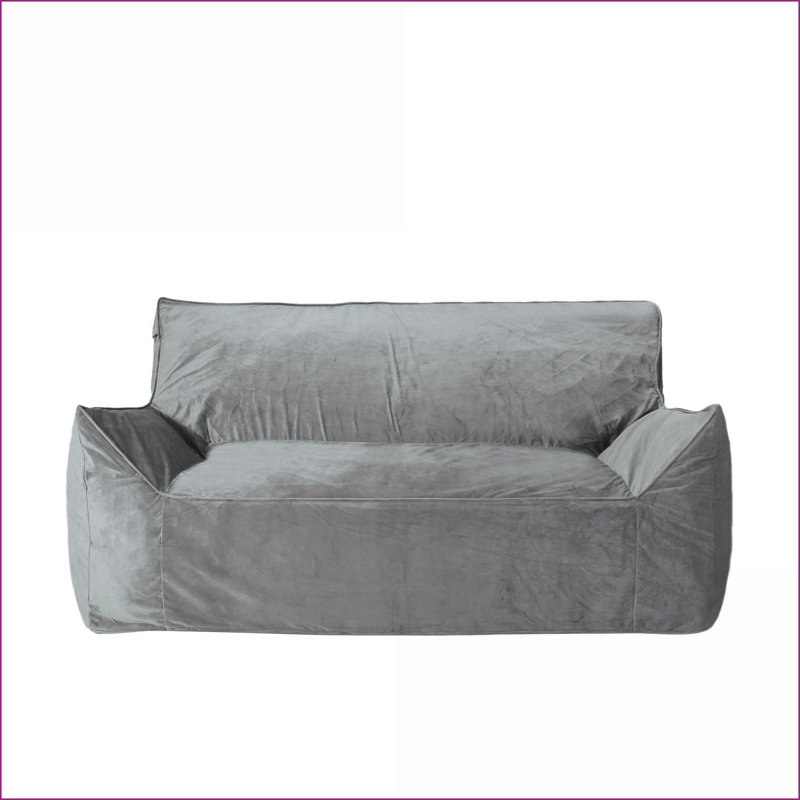 Fauteuil à billes surdimensionné à 2 places avec accoudoirs - Gris velours Fila | Velours | Courbé, Velours gris velours