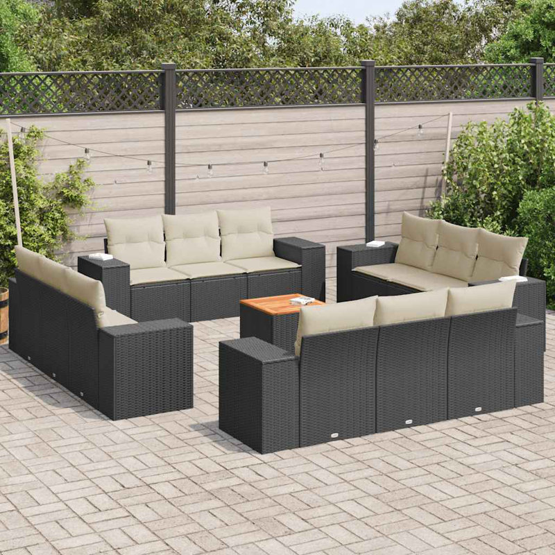  Ensemble de canapé de jardin noir