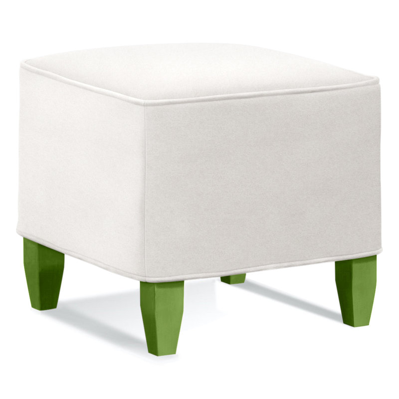 Brooklyn Square Ottoman, Elite Ivory 100% Polyester, Nickel